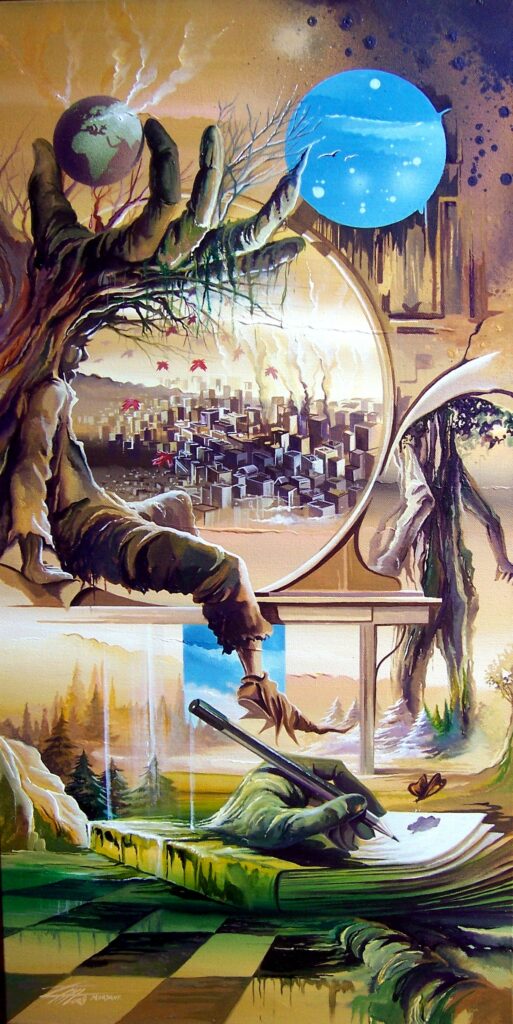 Terre Messagére—Acrylic on canvas — 2008 — 40 x 80 cm — by Thierry Mordant