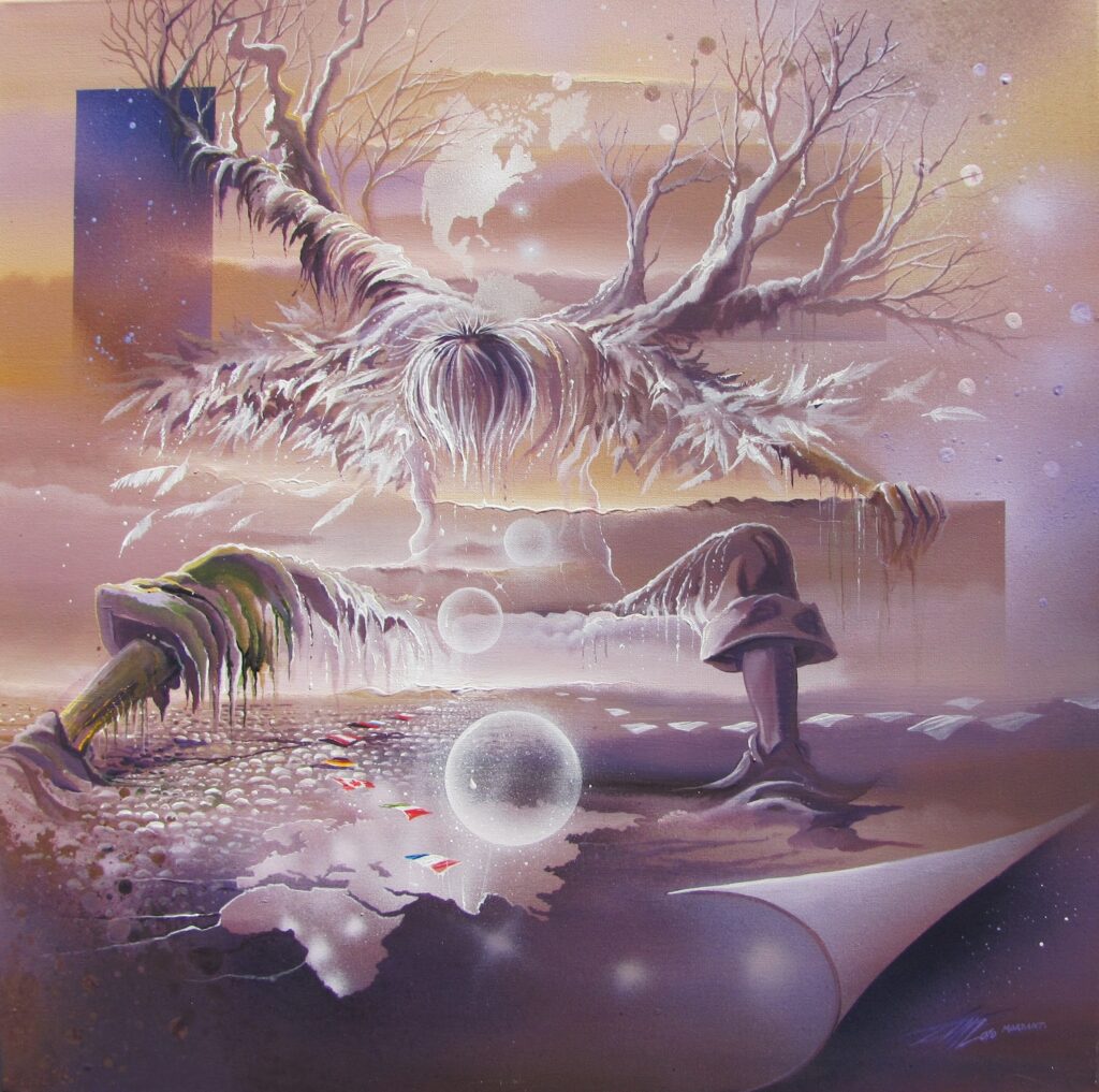 Fée Nature — Acrylic on canvas — 2010 — 24 x 24 P By Thierry Mordant