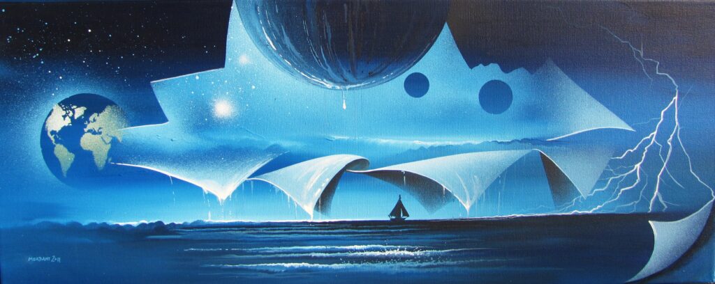 Monde Etoilé III — Acrylic on canvas — 2011 — 73 x 30 cm — by Thierry Mordant