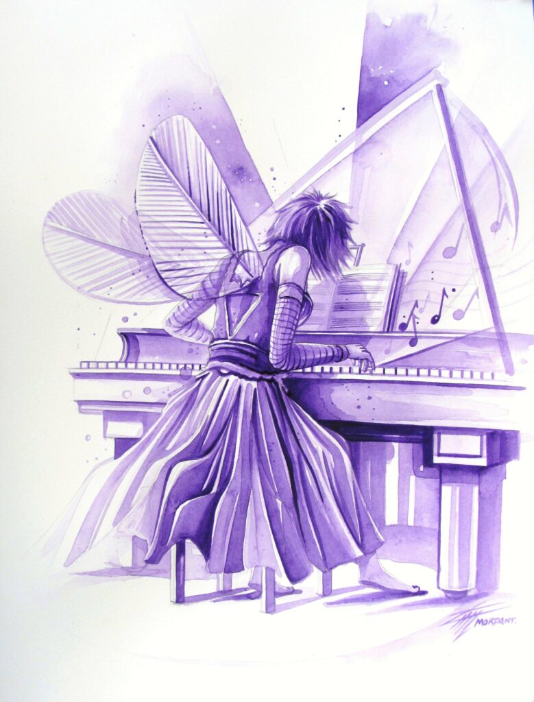 Fée au piano — sketch drawing — 2012 — Undefined format