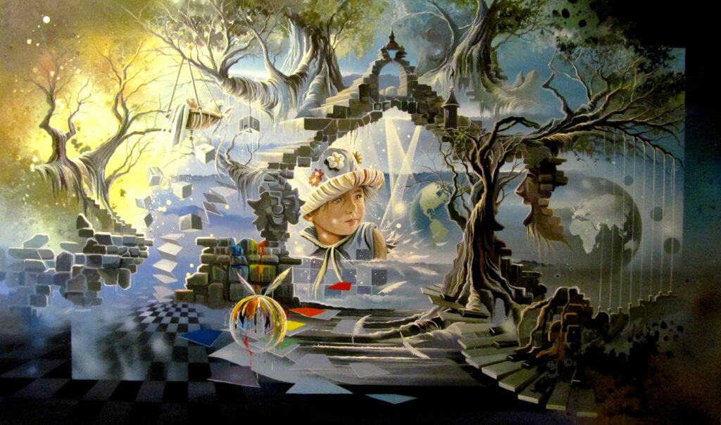 Arc en Ciel pour 2 Mondes — Acrylic on canvas — 2012 —150 x 92 cm — by Thierry Mordant