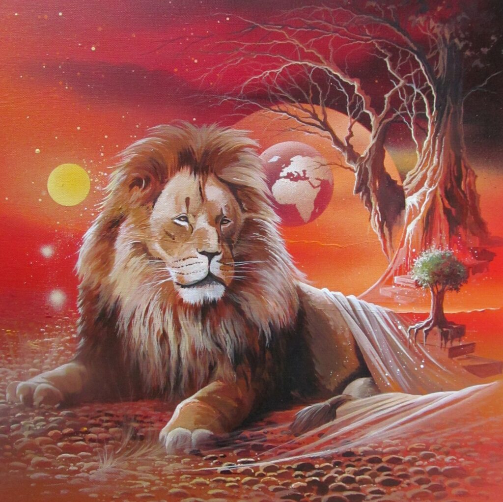 Sous le signe du Lion — Acrylic on canvas — 2015 — 40 x 40 cm Par Thierry Mordant