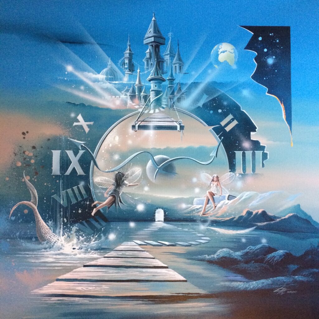 Fées Sirénes — Acrylic on canvas — 2018 — 100 x 100 cm — by Thierry Mordant