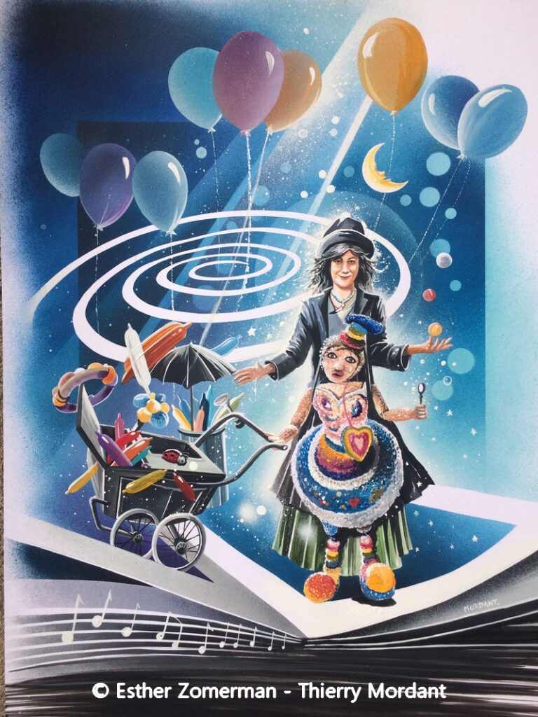 Esther Ballons — Acrylic on cardboard — 2019 — Undefined format — by Thierry Mordant