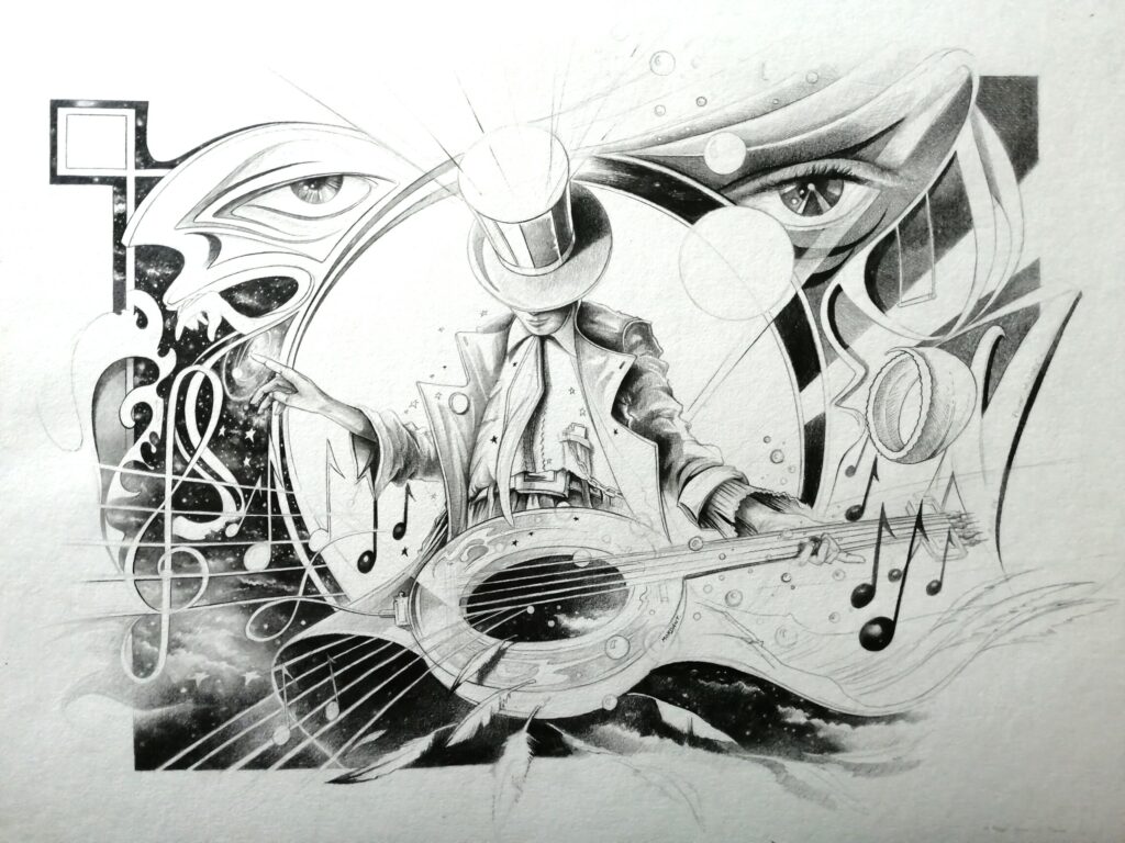 Plume Musicale — Pencils — 2021 — 50 x 65 cm — by Thierry Mordant