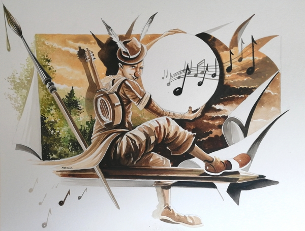 Bulle Musicale — Watercolor — 2023 — 50 x 65 cm — by Thierry Mordant