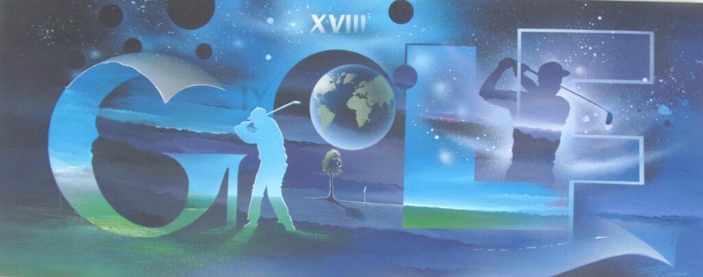 Panorama Golf — Acrylic on canvas — 2011 — 100 x 40 cm — by Thierry Mordant