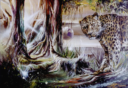 Leopart à dit — Acrylic on canvas — 2001 — 80 x 60 cm par Thierry Mordant