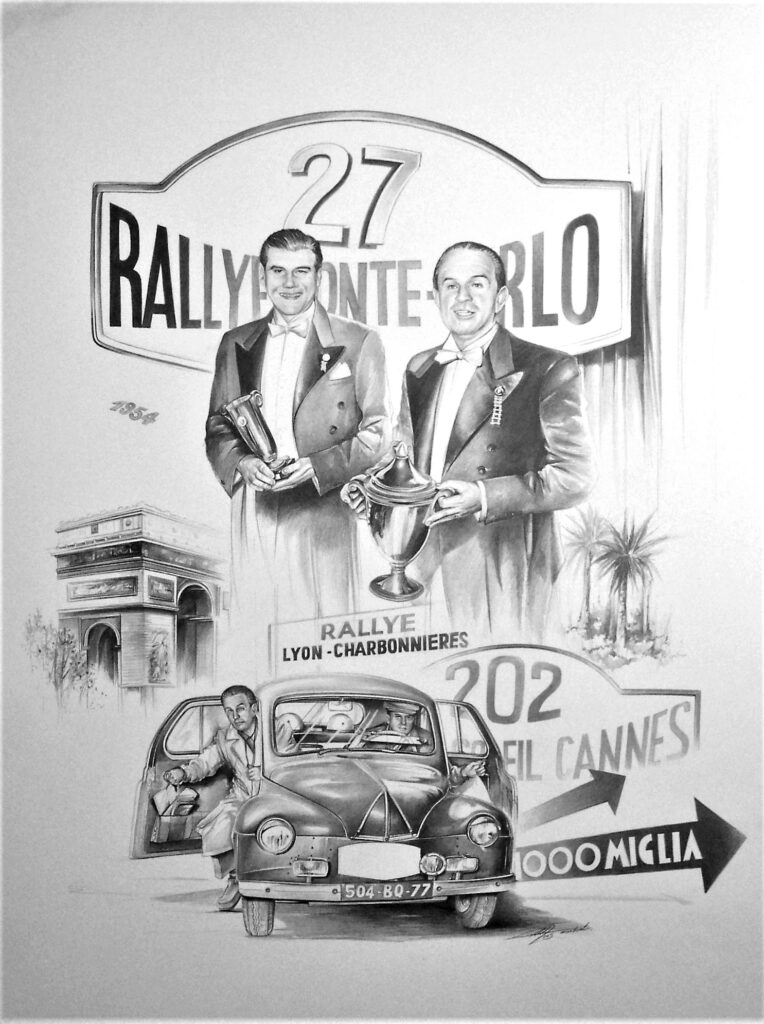 4CV Rally Monte-Carlos — Pencils — 2005 — 50 x 60 cm — by Thierry Mordant