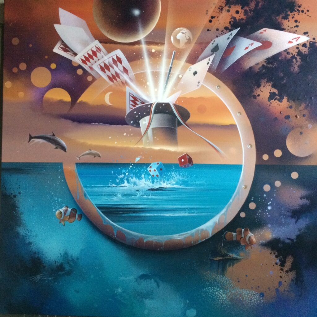 Duo Jeux — Acrylic on canvas — 2017 — 100 x 100 cm— by Thierry Mordant