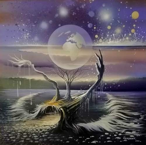 Energie de la Terre —Acrylic on canvas — 2024 — 40 x 40 cm— by Thierry Mordant