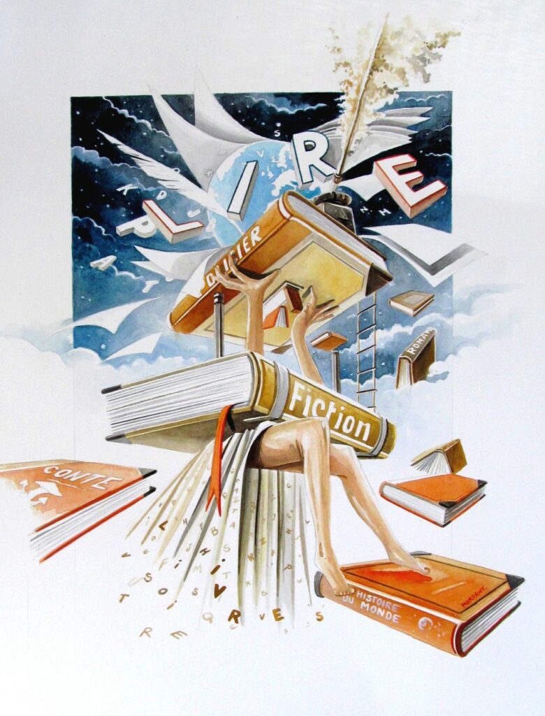 Livres à Lire — Watercolour — 2012 — 45 x 55 cm — by Thierry Mordant