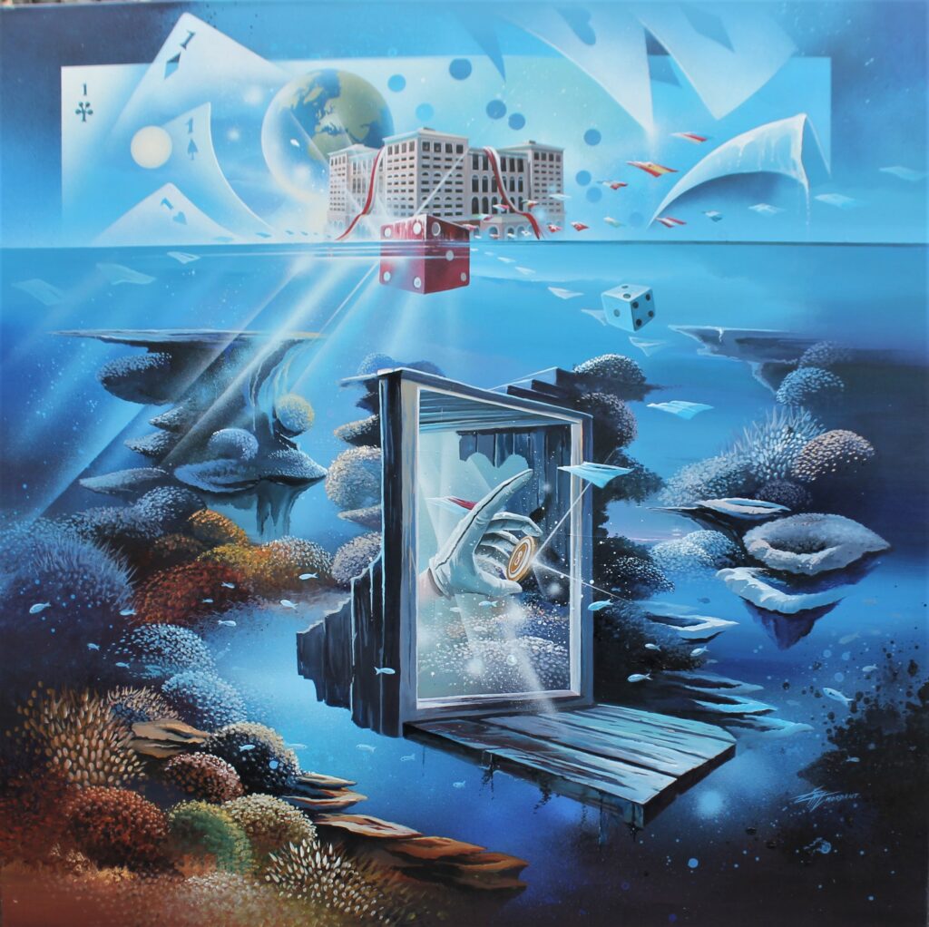 Monte Carlo Bay 8eme Merveille — Acrylic on canvas — 2017 — 100 x 100 cm