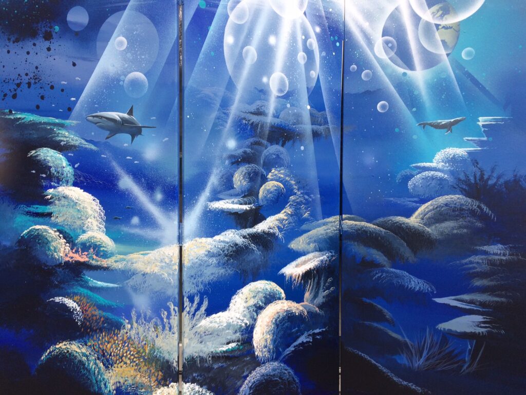 Paravent Marin — Acrylic on canvas — 2018 — 150 x 150 cm by Thierry Mordant