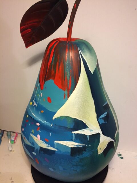 Poire Clownesque — 3 — Acrylic on resin— 2019 — 23 x 40 cm — by Thierry Mordant