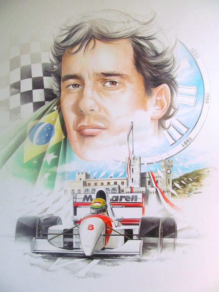 Senna Hommage — Colored pencils — 2015 — 50 x 65 cm — by Thierry Mordant