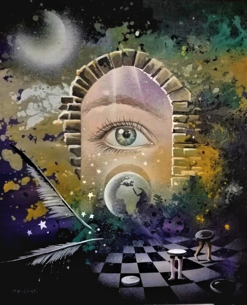 Jeux de Dames — Acrylic on canvas — 2023 — 38 x 46 cm — by Thierry Mordant