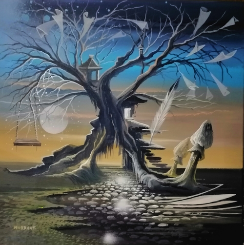 Les P'tits Papiers — Acrylic on canvas — 2024 — 40 x 40 cm — by Thierry Mordant