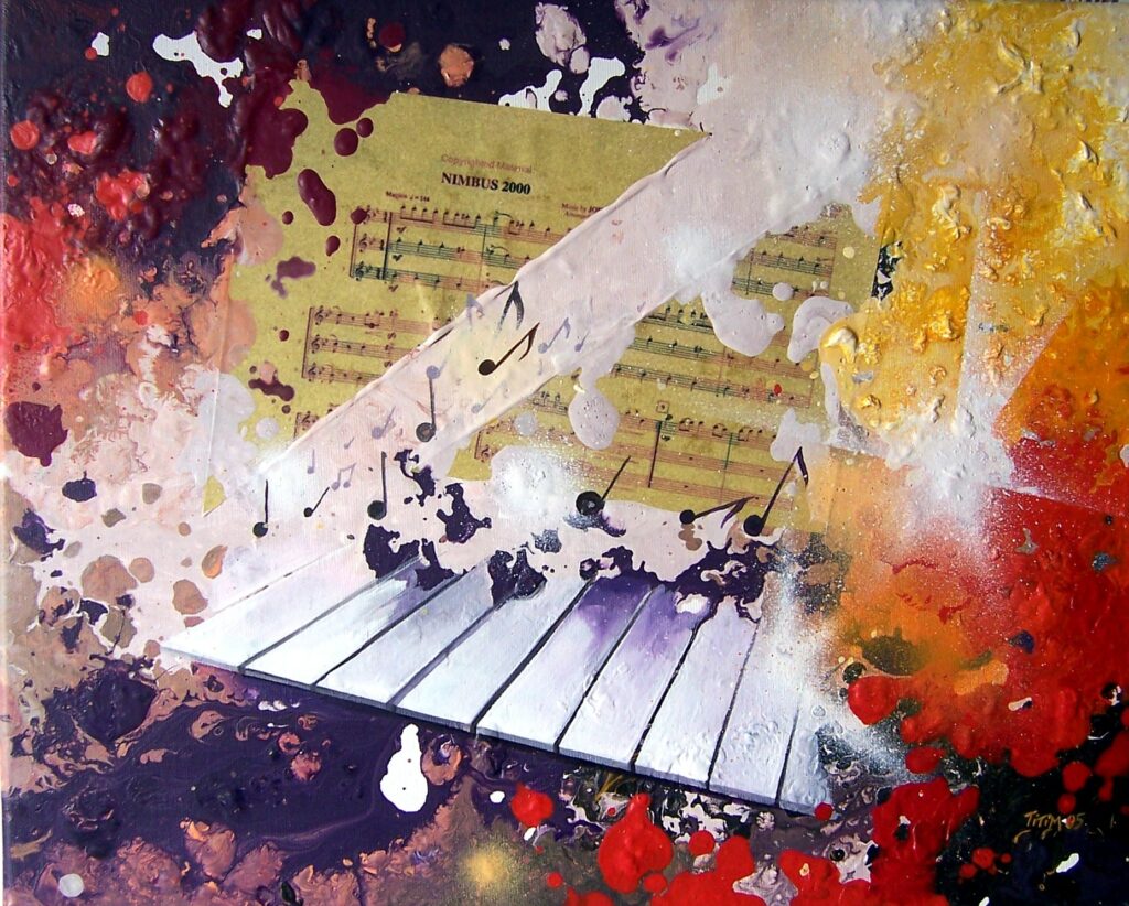 Piano Theme —Acrylic on canvas — 2005— 33 x 41 xcm — by Thierry Mordant