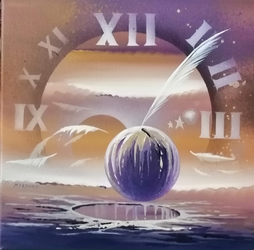 Plumes du Temps — Acrylic on canvas — 2024 — 30 x 30 cm — by Thierry Mordant