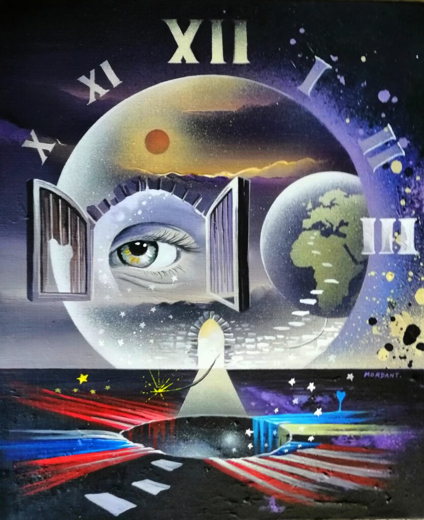 Regard sur le Monde — Acrylic on canvas — 2023 — 38 x 46 cm — by Thierry Mordant