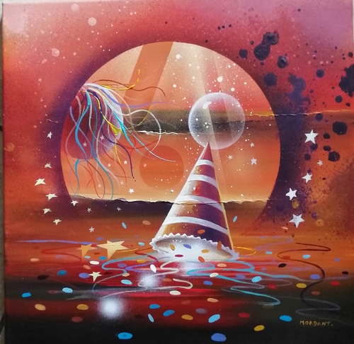 Terre Festive — Acrylic on canvas — 2024 — 40 x 40 cm — by Thierry Mordant