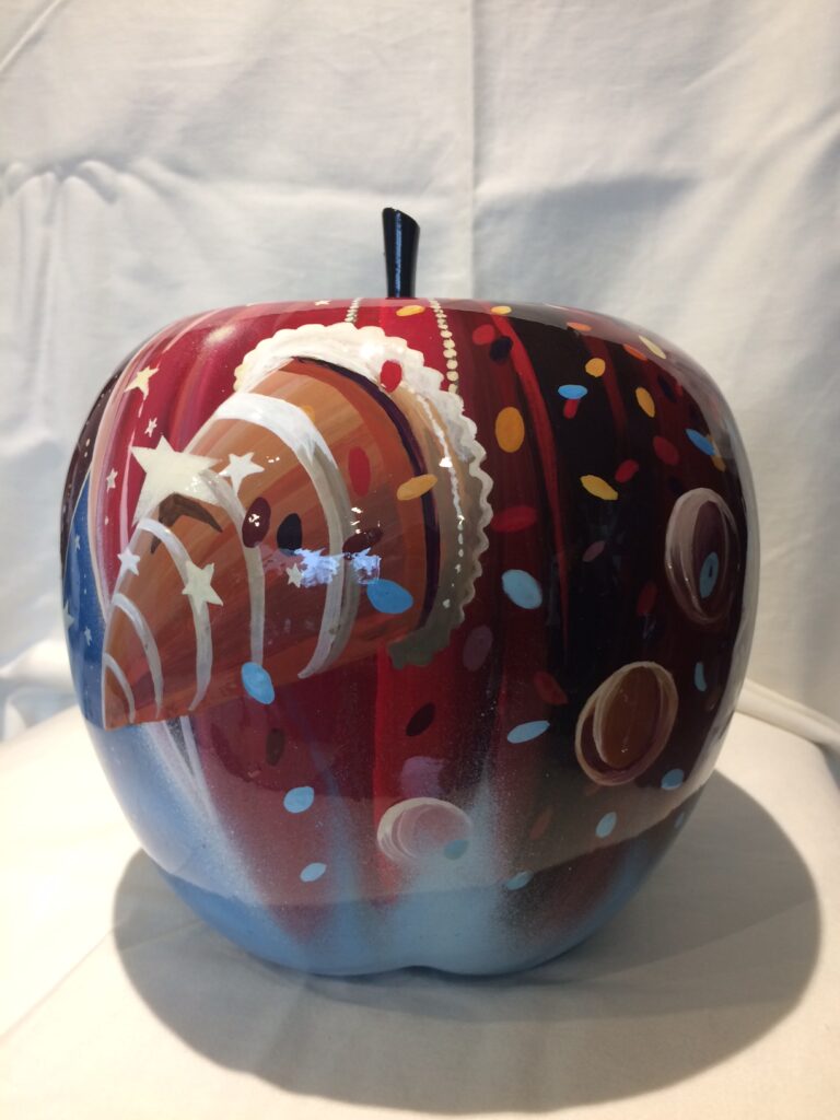 Pomme Circus World — 2 — Acrylic on resin — 2018 — 25 x 30 cm — by Thierry Mordant