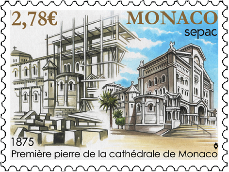 Timbre 150 ans de la cathédrale de Monaco 1875 — 2025 — by Thierry Mordant
