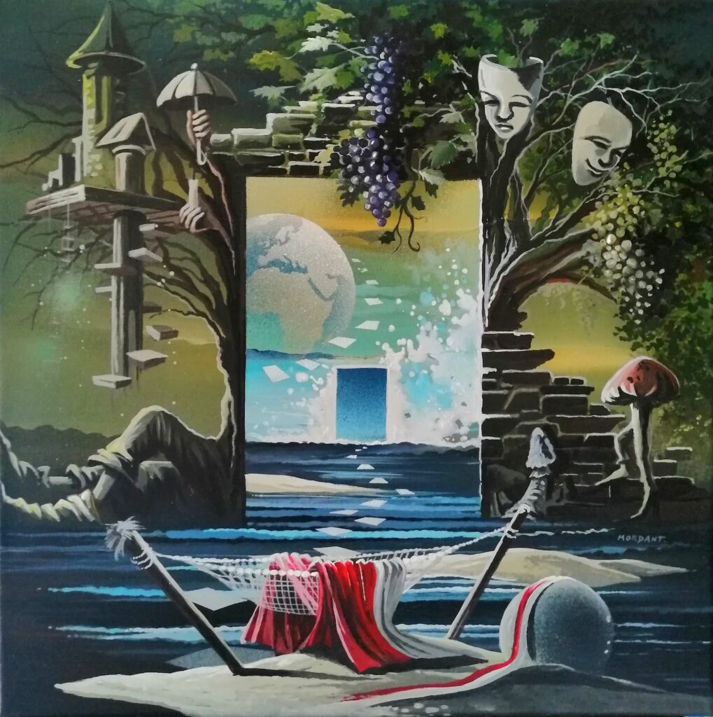 D'un Monde à L'Autre — Acrylic on Canvas — 2023 — 40 x 40 cm— By Thierry Mordant