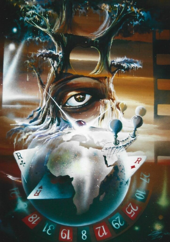 L'Oeil Spectateur — Acrylic on canvas — 2004 — 50 x 70 cm— by Thierry Mordant