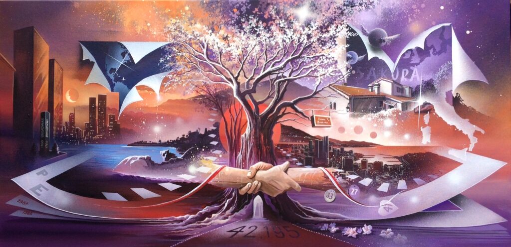 Union Mariage Laly — Acrylic on canvas — 2019 — 120 x 60 cm — by Thierry Mordant