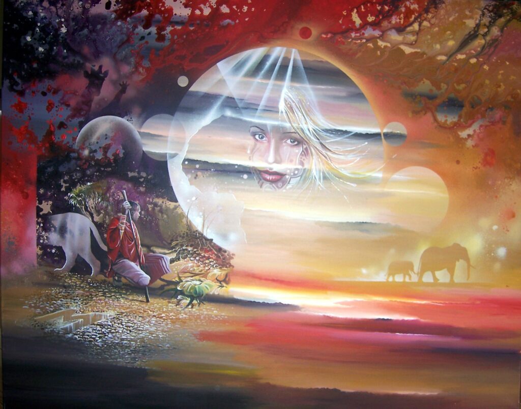 Magic Africa Massaï — Acrylic on canvas — 2004 — 120 x 150 cm — by Thierry Mordant