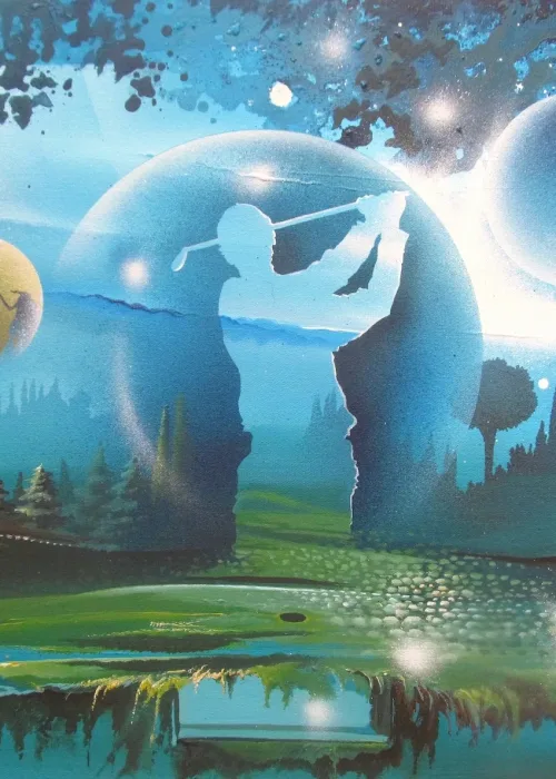 tableau Nature Golf  " Silhouette Golf " de Thierry Mordant  50x40cm 