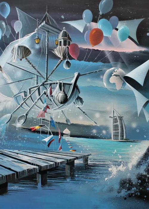 Voyage Fantastique Dubaï acrylique de Thierry Mordant 