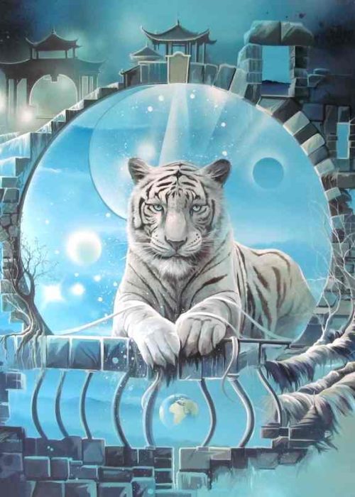 Tigre Blanc de Sagesse 2015 100 x 100 cm de Thierry Mordant