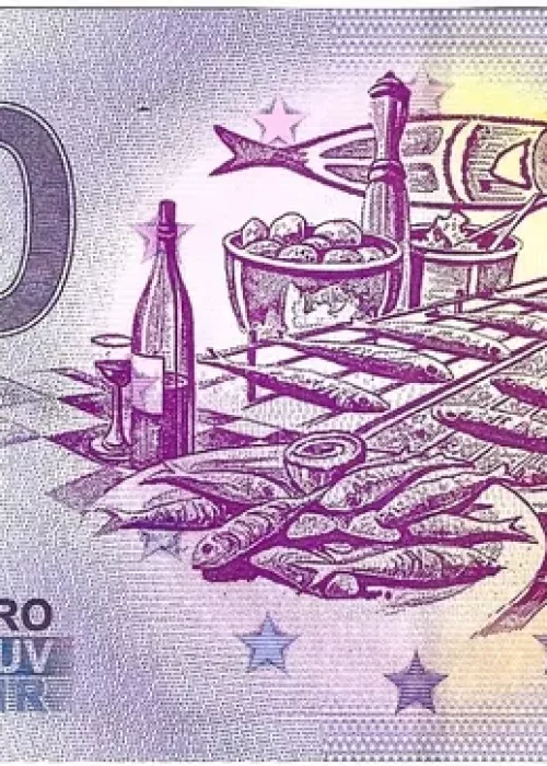 Billet Sardinhas, du Portugal, billet euro souvenir, créé par Thierry Mordant en 2019.