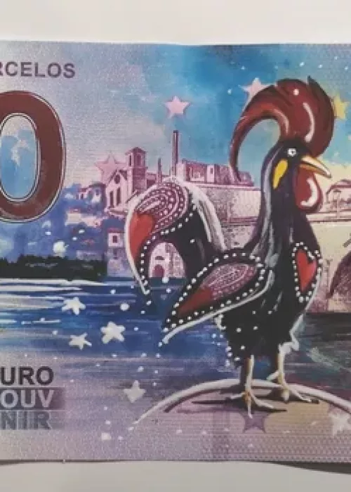 Planche Billet Barcelos 1 / 10, mise en couleur d'un billet coq Barcelos, par l'Artiste.