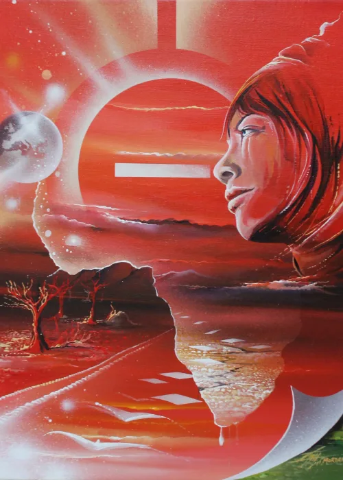 L'interdit Rouge, œuvre rouge de Thierry Mordant, de 50 x 40 cm
