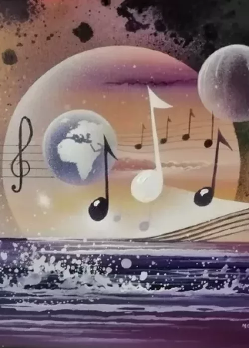 Partition Musicale Acrylique sur toile de Thierry Mordant de 30 x 30 cm.