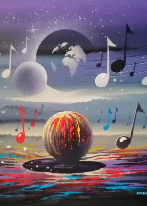 Univers Music All, une Harmonie Musicale de Thierry Mordant de 40 x 40 cm Acrylique sur toile.