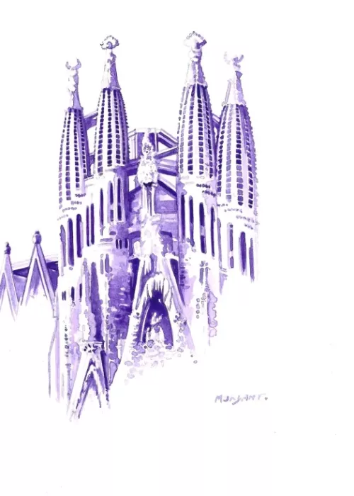 La planche Sagrada Familia, monochrome créé par Thierry Mordant