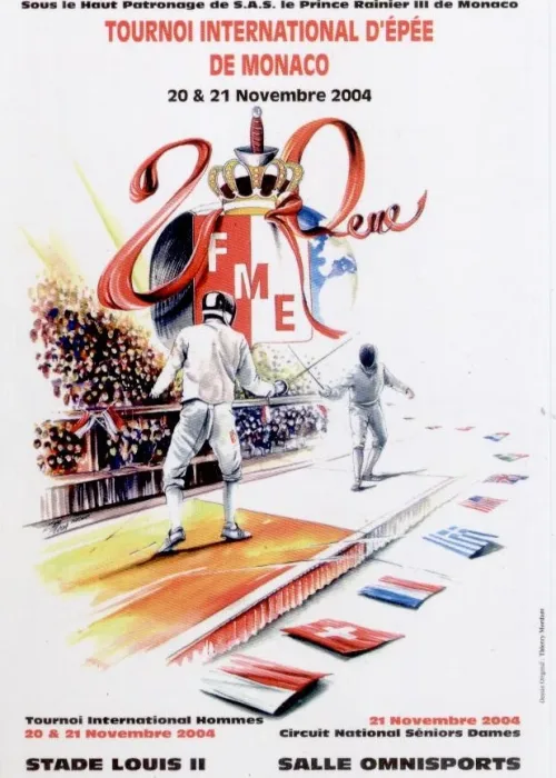 Tournoi International Epée de Monaco , affiche créée par Thierry Mordant - 2004