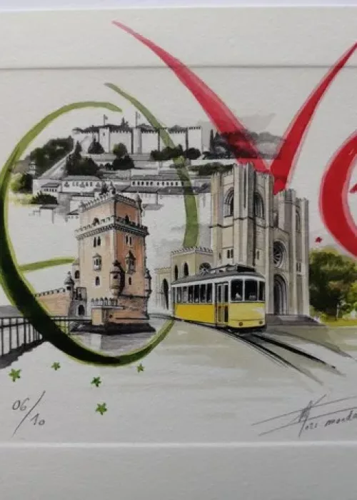 Planche Lisbonne 6 / 10, une création pour le billet euro souvenir de Lisbonne, revus par  Thierry Mordant.
