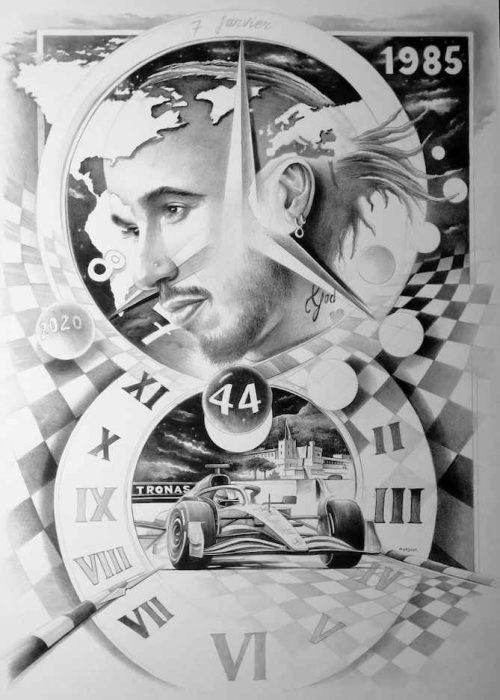  Hommage à Lewis Hamilton, illustration par Thierry Mordant